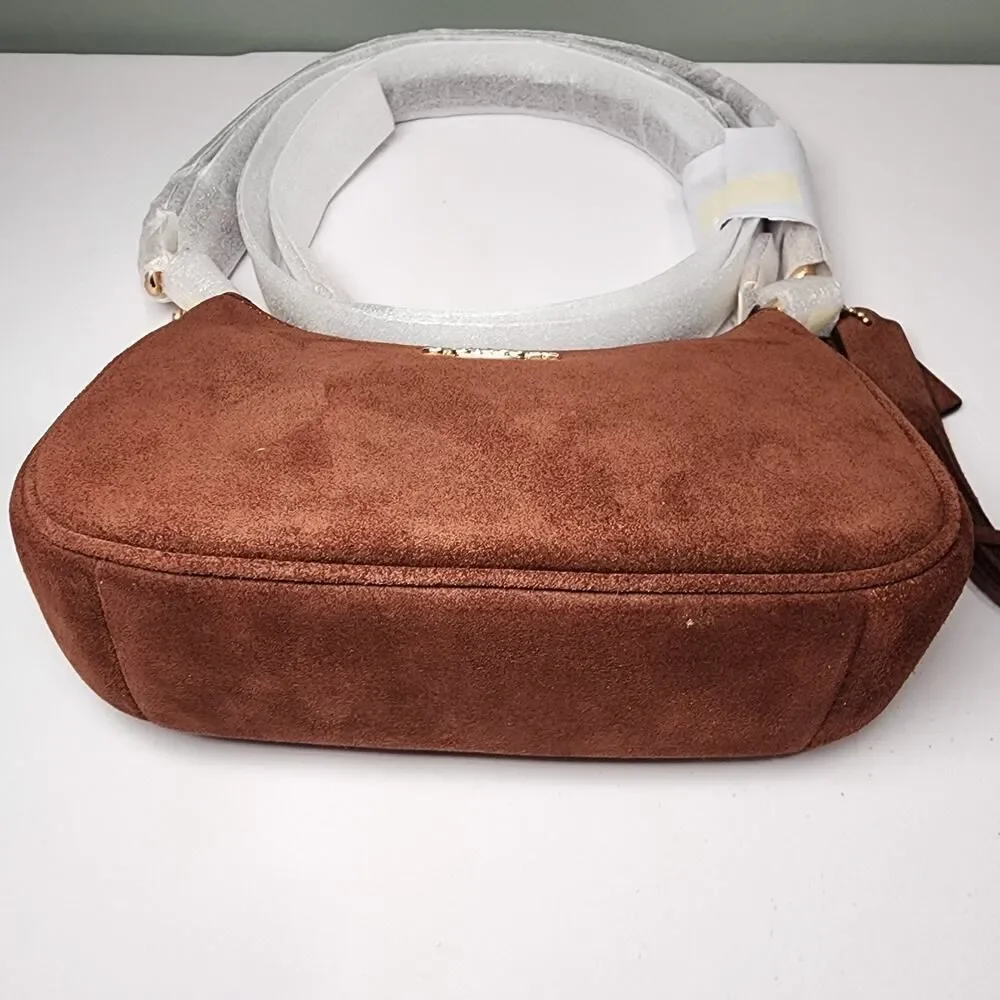 NWT Coach CCE42 Teri Mini Crossbody Top Handle Handbag Suede Vintage Brown